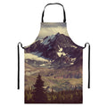 Denali Mountain Print Bib Apron With Pocket