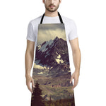 Denali Mountain Print Bib Apron With Pocket