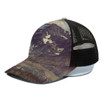 Denali Mountain Print Black Mesh Trucker Cap