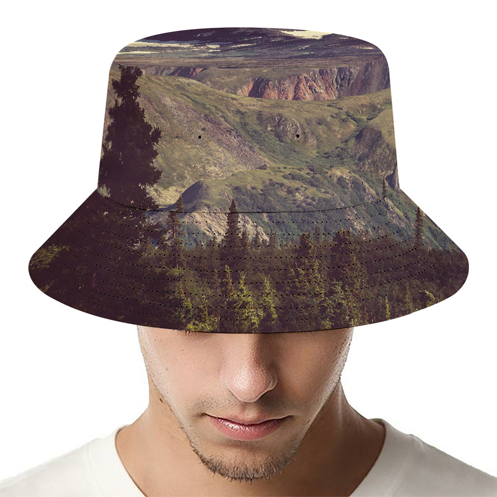 Denali Mountain Print Bucket Hat