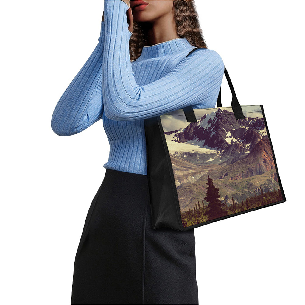 Denali Mountain Print Canvas Tote Bag