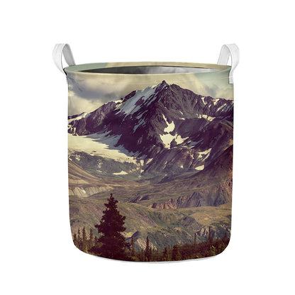 Denali Mountain Print Collapsible Laundry Basket
