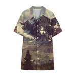 Denali Mountain Print Cotton Hawaiian Shirt