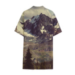 Denali Mountain Print Cotton Hawaiian Shirt