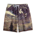 Denali Mountain Print Cotton Shorts