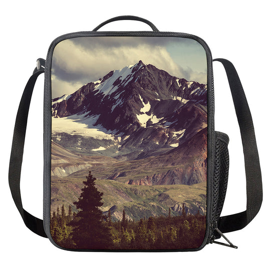 Denali Mountain Print Crossbody Lunch Bag