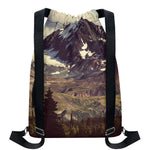 Denali Mountain Print Drawstring Backpack