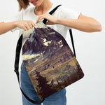 Denali Mountain Print Drawstring Backpack
