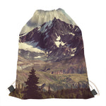 Denali Mountain Print Drawstring Bag