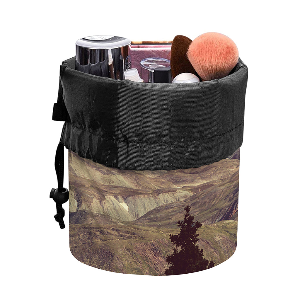 Denali Mountain Print Drawstring Makeup Bag