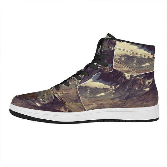 Denali Mountain Print High Top Leather Sneakers