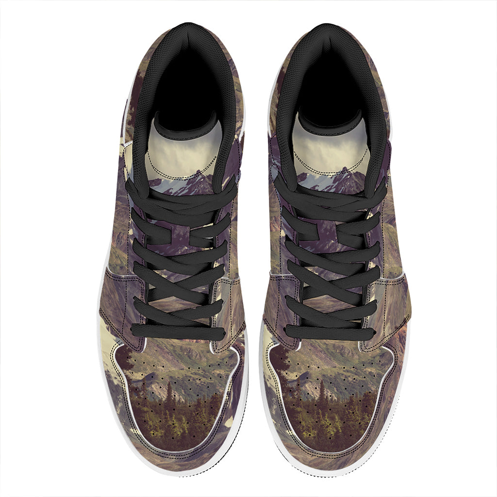 Denali Mountain Print High Top Leather Sneakers