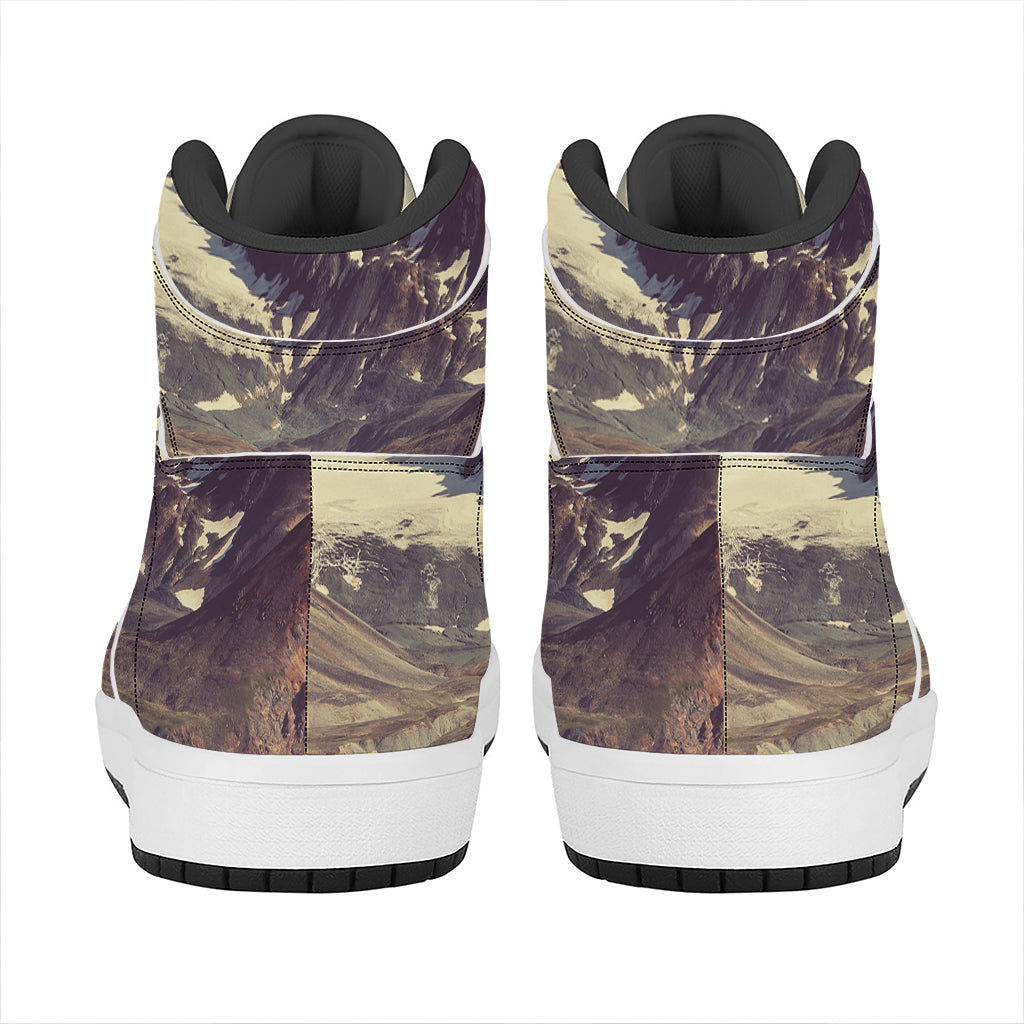 Denali Mountain Print High Top Leather Sneakers