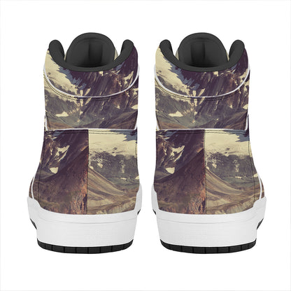 Denali Mountain Print High Top Leather Sneakers