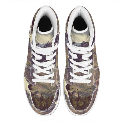 Denali Mountain Print High Top Leather Sneakers