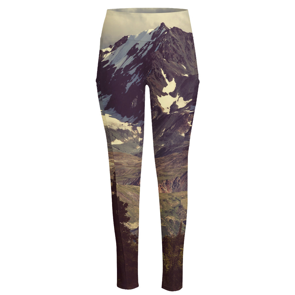 Denali Mountain Print High-Waisted Pocket Leggings