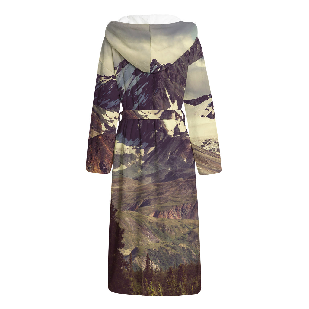 Denali Mountain Print Hooded Bathrobe