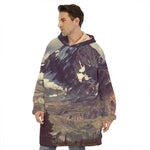 Denali Mountain Print Hoodie Blanket