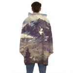 Denali Mountain Print Hoodie Blanket