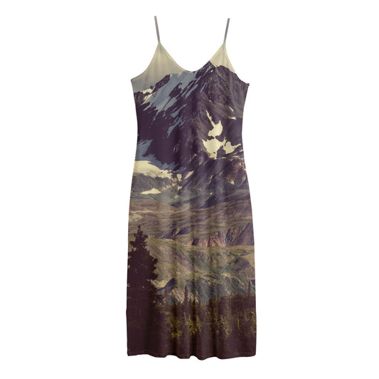 Denali Mountain Print Jersey Midi Cami Dress