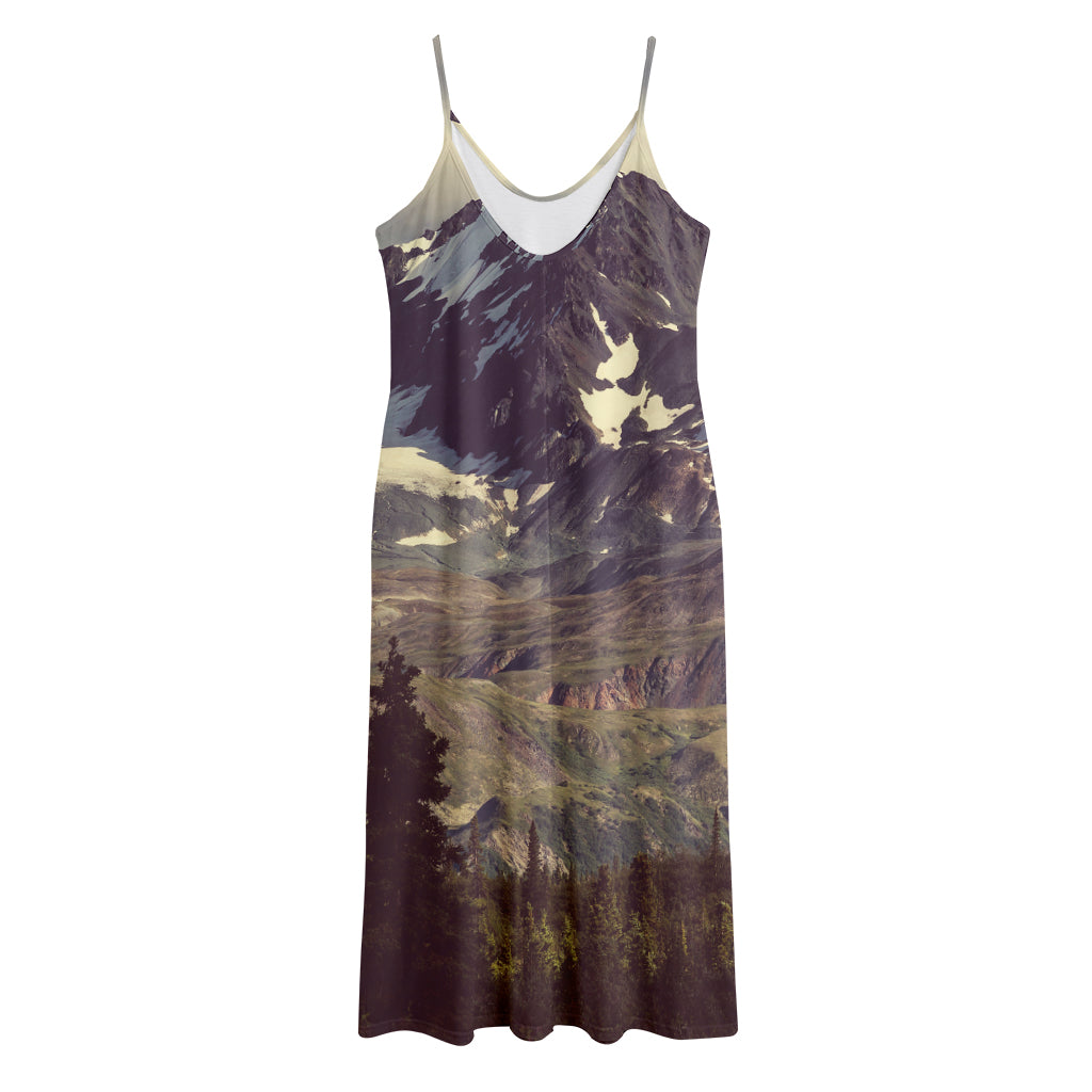 Denali Mountain Print Jersey Midi Cami Dress
