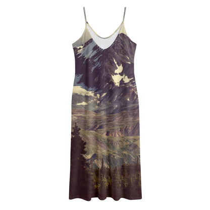 Denali Mountain Print Jersey Midi Cami Dress