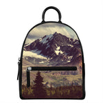 Denali Mountain Print Leather Backpack