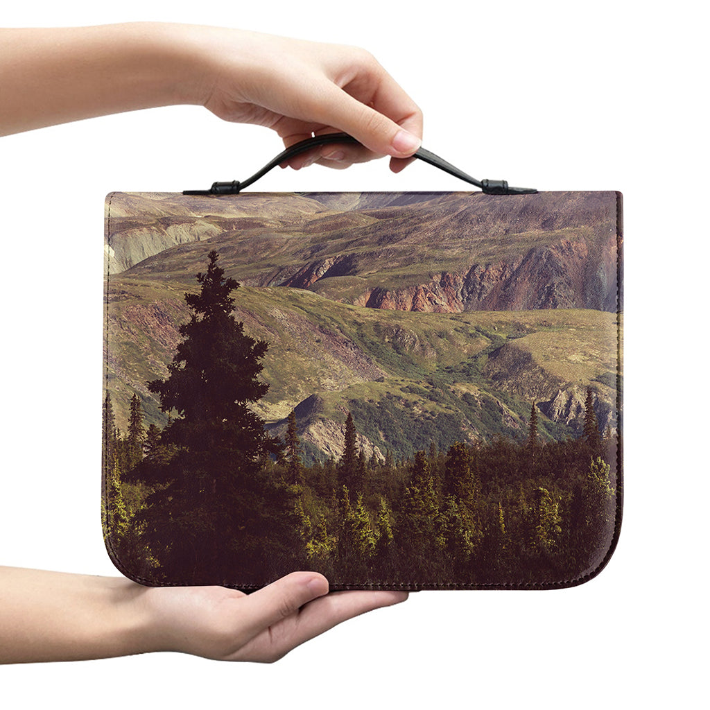 Denali Mountain Print Leather Bible Cover