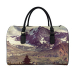 Denali Mountain Print Leather Duffle Bag