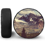 Denali Mountain Print Leather Spare Tire Cover