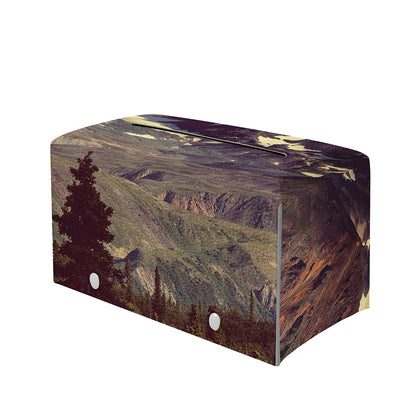 Denali Mountain Print Leather Tissue Box Cover