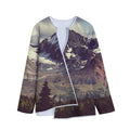 Denali Mountain Print Long Sleeve Short Coat