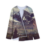 Denali Mountain Print Long Sleeve Short Coat