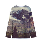 Denali Mountain Print Long Sleeve Short Coat