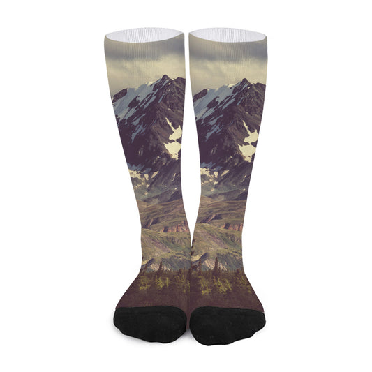 Denali Mountain Print Long Socks