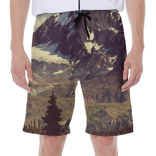 Denali Mountain Print Men's Beach Shorts