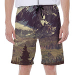 Denali Mountain Print Men's Beach Shorts