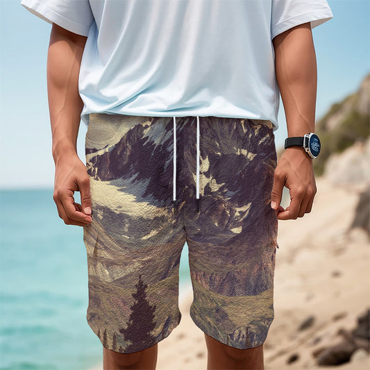 Denali Mountain Print Men's Cargo Shorts