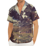 Denali Mountain Print Men's Deep V-Neck Shirt