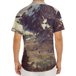 Denali Mountain Print Men's Deep V-Neck Shirt