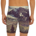 Denali Mountain Print Men's Long Boxer Briefs