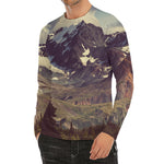 Denali Mountain Print Men's Long Sleeve Rash Guard