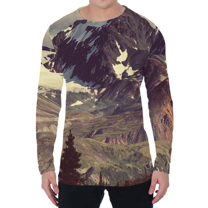 Denali Mountain Print Men's Long Sleeve T-Shirt