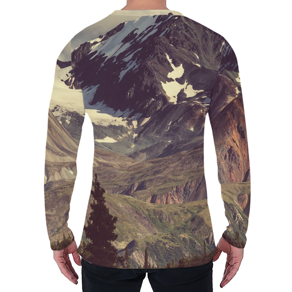 Denali Mountain Print Men's Long Sleeve T-Shirt