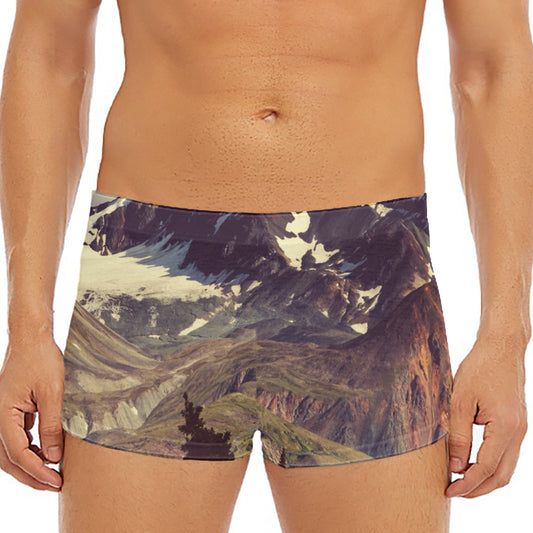 Denali Mountain Print Men's Short Boxer Briefs