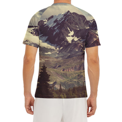 Denali Mountain Print Men's Short Sleeve Rash Guard