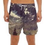 Denali Mountain Print Men's Split Running Shorts
