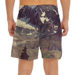 Denali Mountain Print Men's Split Running Shorts