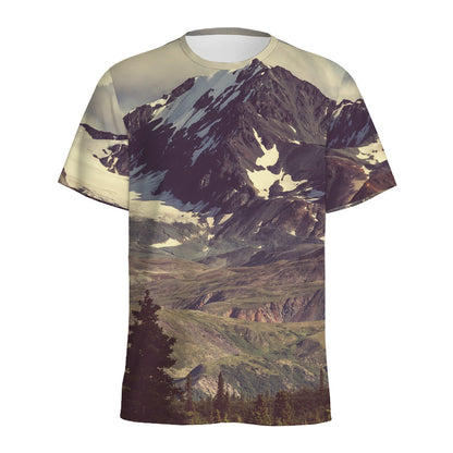 Denali Mountain Print Men's Sports T-Shirt
