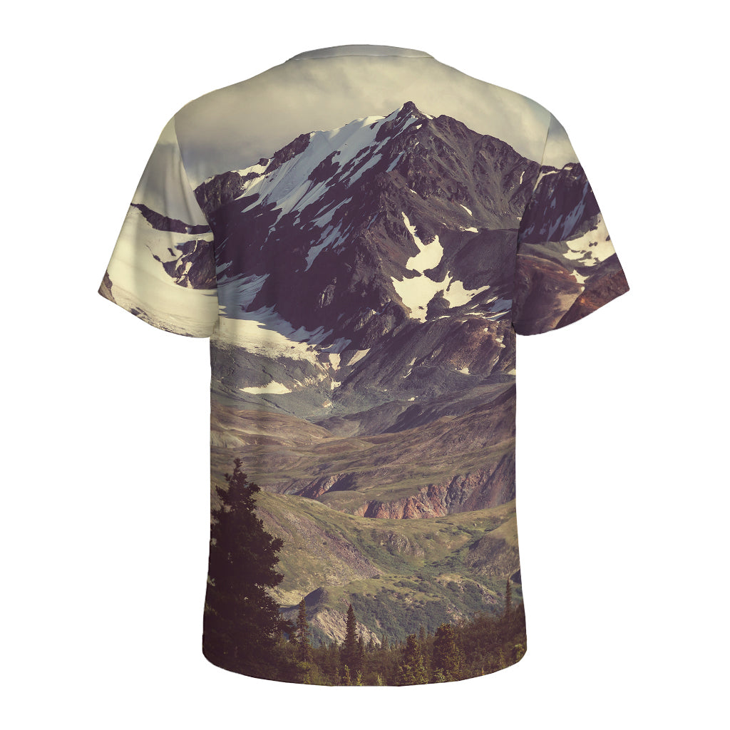 Denali Mountain Print Men's Sports T-Shirt